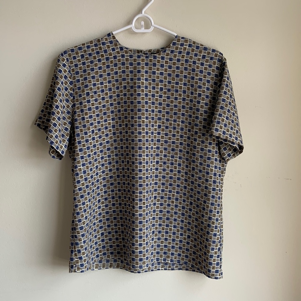 Vintage Geometric Pattern Blouse - image 1